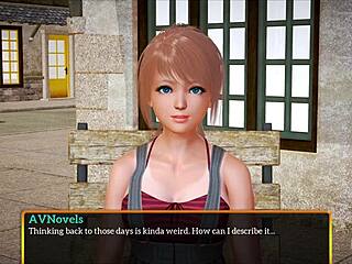 Anime blonde explores small tits in homemade game