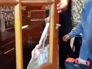 Plumber gives facial after unclogging cock with blowjob