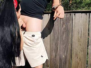 BTS risky outdoor facefuck with cum in throat at hunting tower