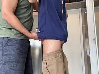 beautiful skinny bodybuilder swallows monster cock in deepthroat blowjob