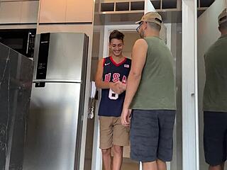 beautiful skinny bodybuilder swallows monster cock in deepthroat blowjob