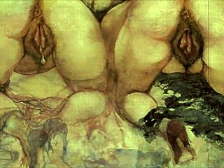 Vintage Erotic Illustration with Retro Anime Cartoon Style. Classic Hentai Art Brings Back Steamy Memories.