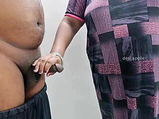 indian bhabhi giving an intense handjob during hot massage