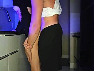 Amateur Kitchen Moans from Petite Brunette in Tight Dress