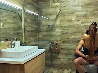 hot myredfoxgirl cheats on husband in bathroom at wild party