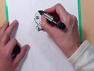 So this hot brunette in latex got sketched quick with markers. Man, her big ass in doggystyle was unreal!