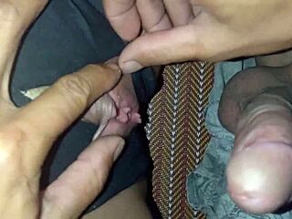 Double Creampie in Her Tight Shaved Pussy During Intense Fuck