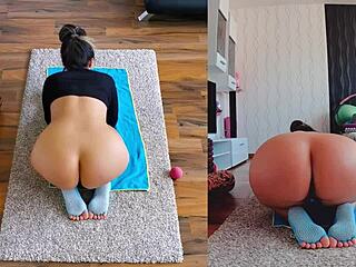 Intense dual cam naked yoga session, you won't believe this twist! 😲