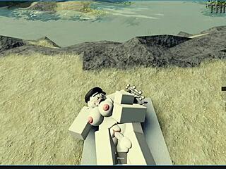 Yo, Roblox girl getting slammed hard on beach!