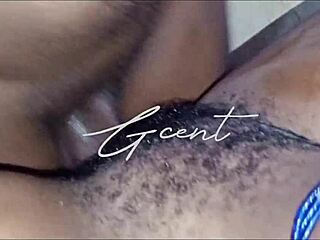 close up on passionate hairy sex with ripped clothes and dripping pussy