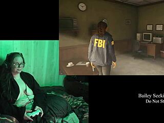 Naked playthrough of Alan Wake 2, part 2, featuring BBW character with big tits and glasses