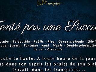 Tempted by a succubus with French dirty talk in public anal