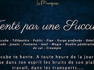 Tempted by a succubus with French dirty talk in public anal