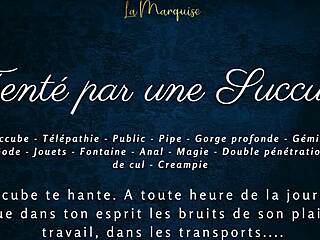 Tempted by a succubus with French dirty talk in public anal