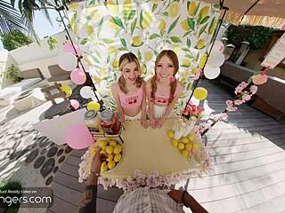 Hey, join hot babes in pink for FFM VR banging!