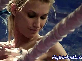 oiled up lesbian babes wrestling for dominance