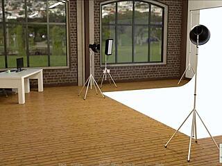 Fat curvy teen in sexy outfit shows off big boobs in 3D