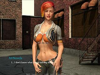 Fat curvy teen in sexy outfit shows off big boobs in 3D