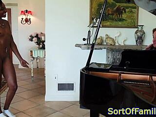 Black Stepdaughter Doggystyled Hard by the Piano in Taboo Action