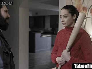 hot brunette bent over, fucked rough by creepy guy