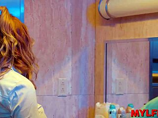 Mylfex babe attendant joins swinger couple in public bathroom