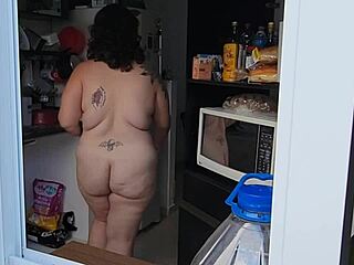 Finally Caught My Neighbor Fully Naked Showing Huge Natural Tits