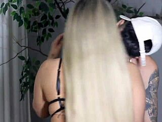 Fitness babe teases young guy during Christmas dinner with steamy moves.