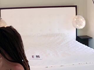 Damn! Indica Flower’s Big Natural Titties Bounce Wild Behind the Scenes!