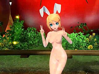 Look at Kagamine Rin's nude body with big tits and ass