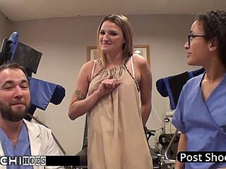 Freshman Alexandria Riley moans during mandatory Hitachi orgasm by Doctor Tampa. Backstage vibrator play revealed.