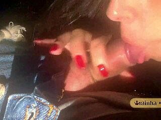 Watch this latina wife give her husband a sloppy blowjob right in the cinema seats!