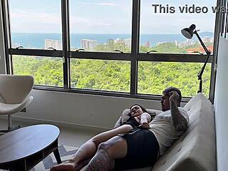 Beautiful Ebony Babe with Tattoo Rides Cowgirl in Hot Sex