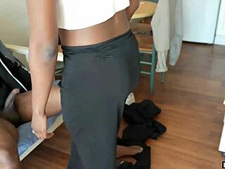 dominatrix guard with big tits catches us, sucks to dodge the cops