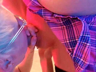 Piss explodes on her cute face in wild homemade action with blonde amateur.