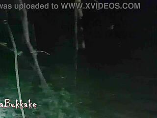 At night in a park, ended up with weird guys for a wild outdoor orgy.