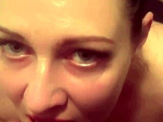 Horny milf Swettysvett sucks deep in bathroom after workout