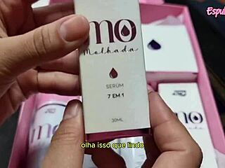 Influencer testing wet body oil for erotic vibes