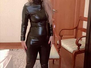 oil drips on findom goaldigger's catsuit for pd song performance