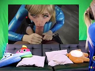 Slutty cosplay teen sucks and fucks monster cock roughly