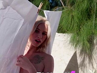 check out this petite blonde teen in lingerie posing, showing her small tits and amazing bubble butt babe