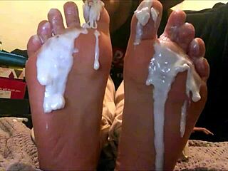 18 Year Old Latina Creamed Foot Worship on Webcam