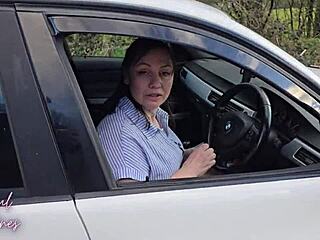 Hairy Mature Milf Swallows Cum In Public Car