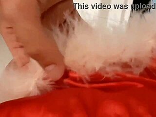 athletic brunette enjoys christmas moment with friends and kisses