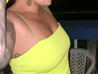 The redhead sucked her husband at the club.