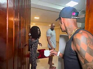 Hot 18+ Latina Teen Fucks Two Monster Cocks in Lingerie While Husband Voyeurs