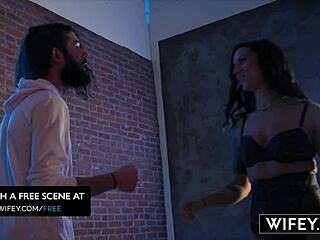 alyx urie, the crazy hotwife, licks and rides a big black cock while hubby watches