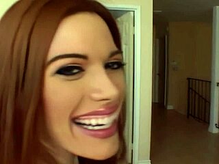 Big-titted redhead girl dives into a wild threesome encounter