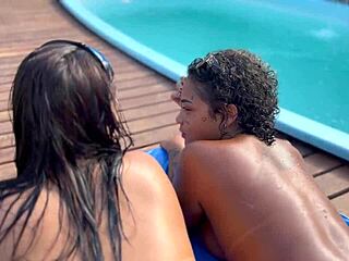 Party at the mansion pool with my friend's wife and her young stepdaughter.