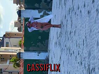 She saw me on the beach and fucked my ass and pussy with her big cock