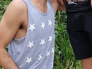 she sucked the farmer's big cock in the field while friend filmed